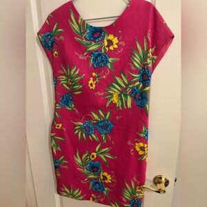 Vintage 90s Lilly Pulitzer Floral Pink Shift Dress with Logo 10 Like New